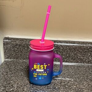 Pink and Blue Mason Jar Tumbler